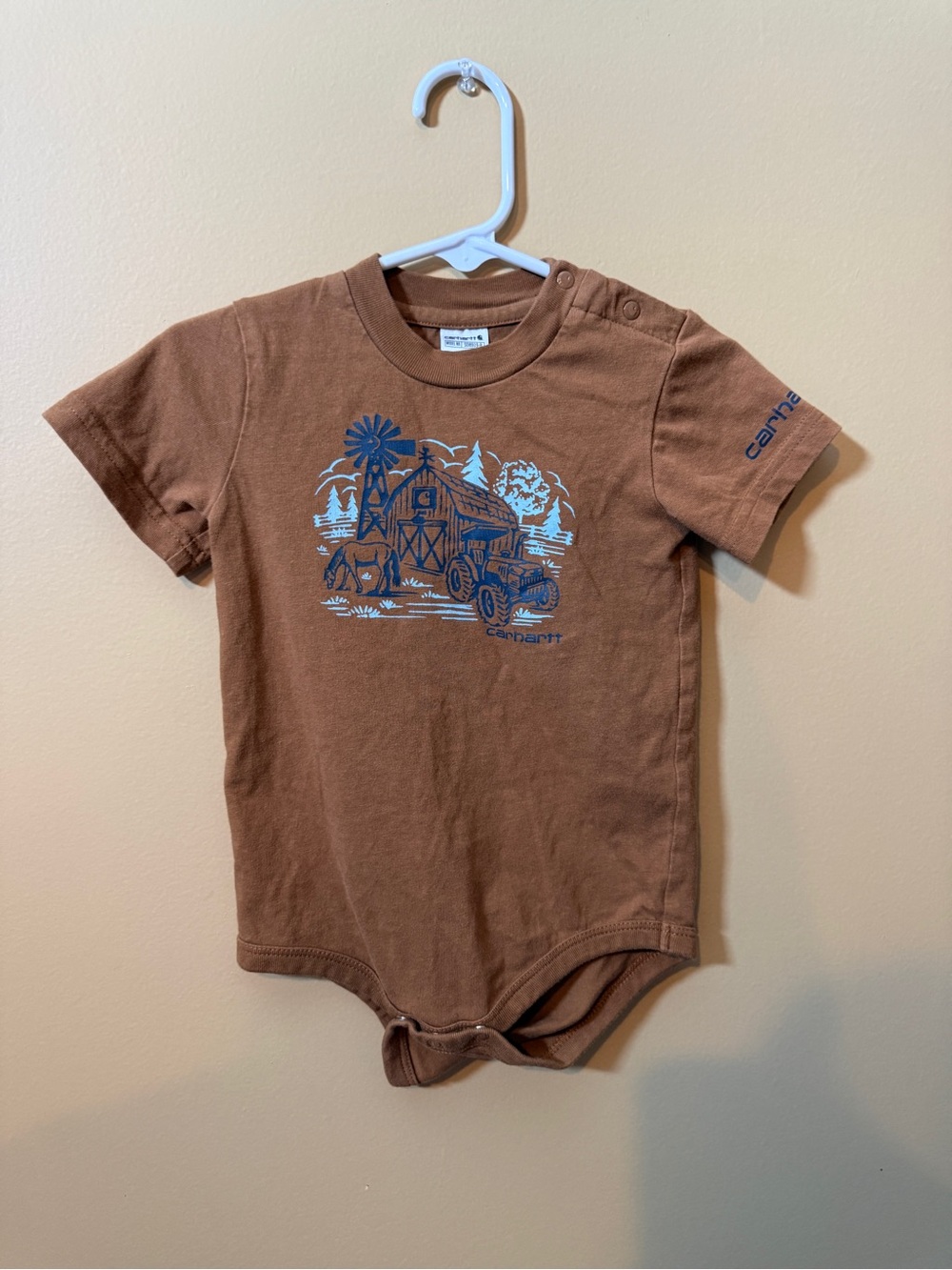 Carhartt Farm Graphic Bodysuit 18M Brown Short Sleeve One Piece